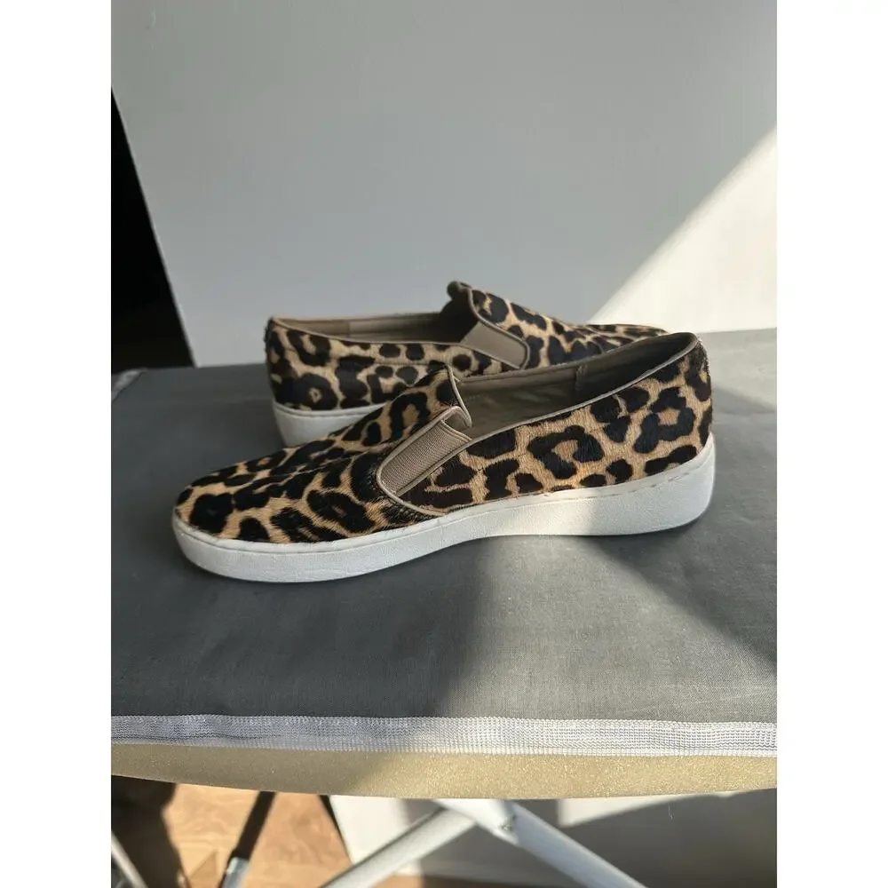 Michael Kors Size 7.5 Slip On Leather Upper Calf Hair Leopard Print Shoes